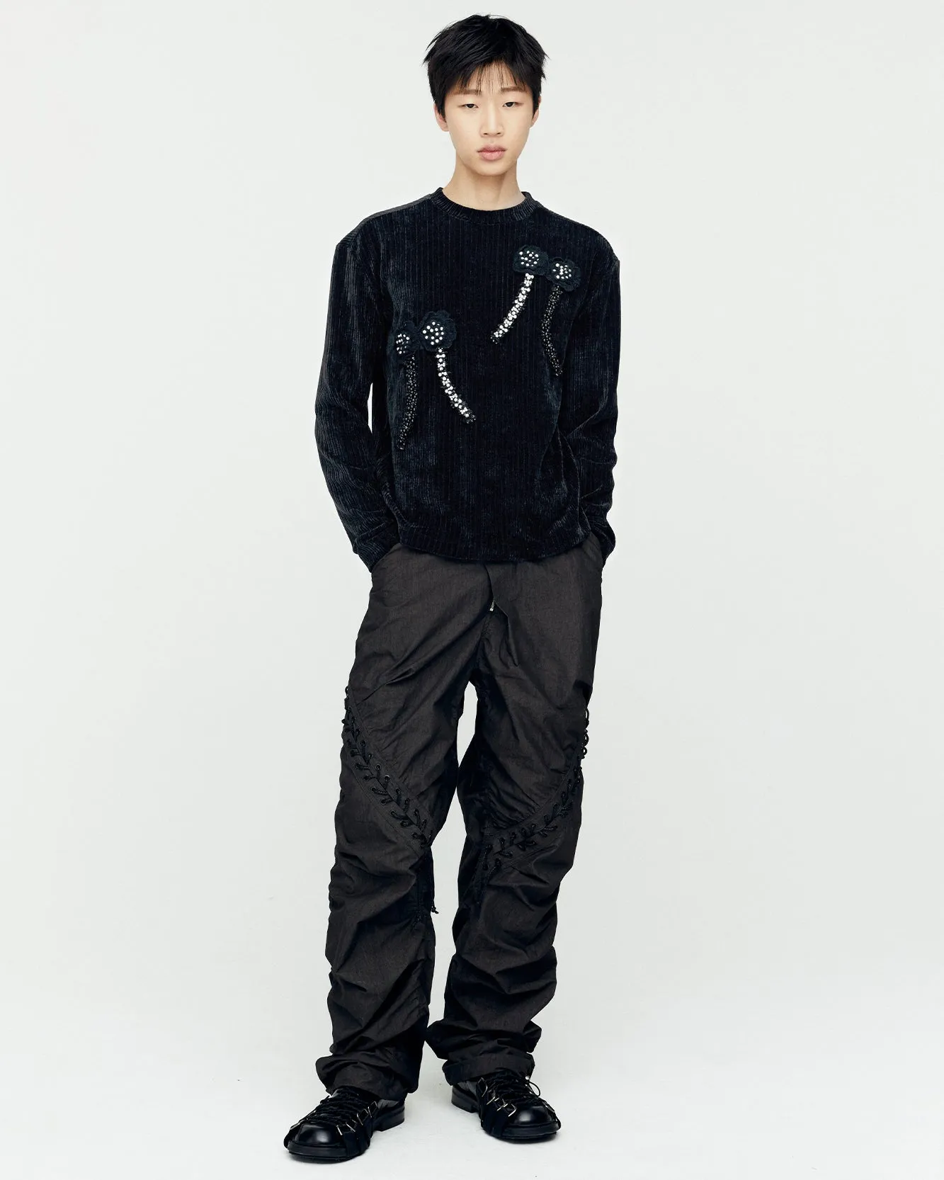 DUA LACE-UP PANTS apa737m(CHARCOAL) sold by Andersson Bell