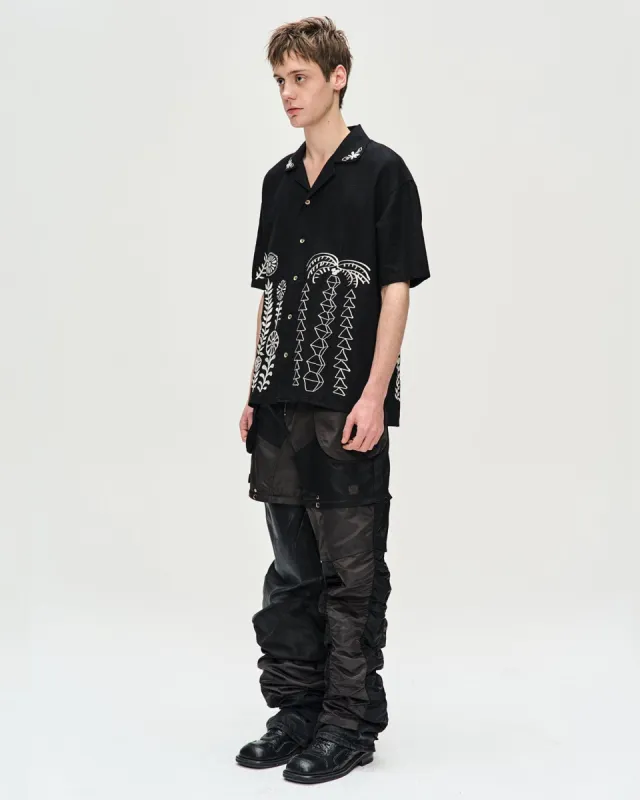 MAY EMBROIDERY OPEN COLLAR SHIRTS atb1055m(BLACK) sold by Andersson Bell