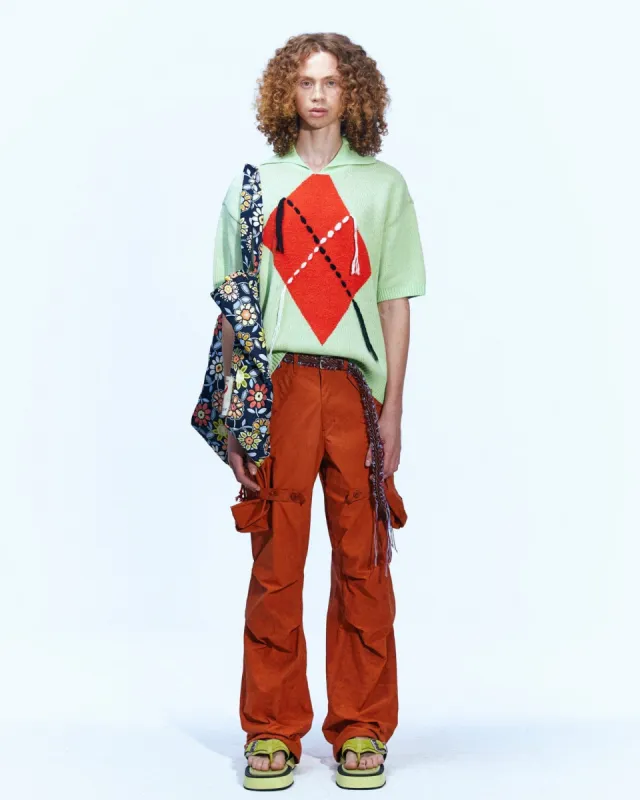 LONDON ARGYLE JACQUARD SHORT SLEEVE POLO KNIT atb865m(LIME) made by Andersson Bell