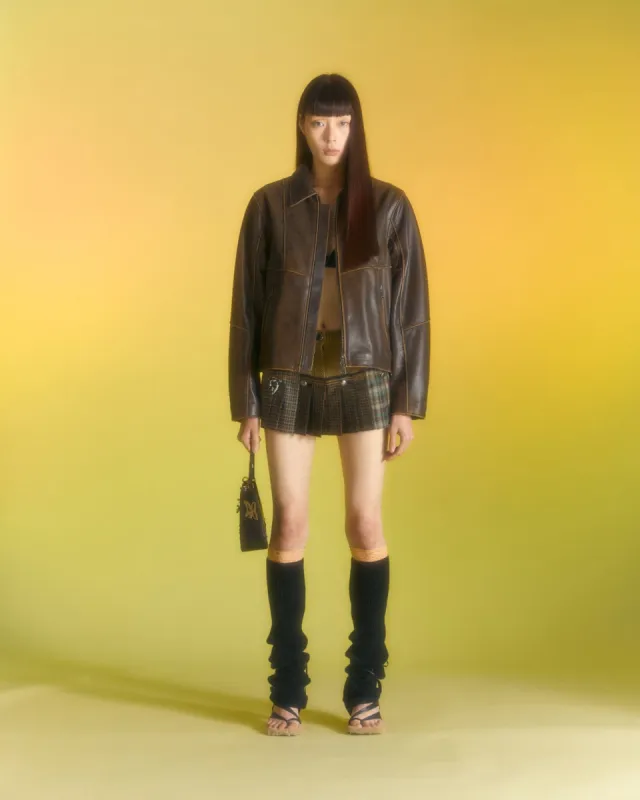 UNISEX DRESZEN LEATHER ZIP-UP JACKET awa571u(BROWN) made by Andersson Bell