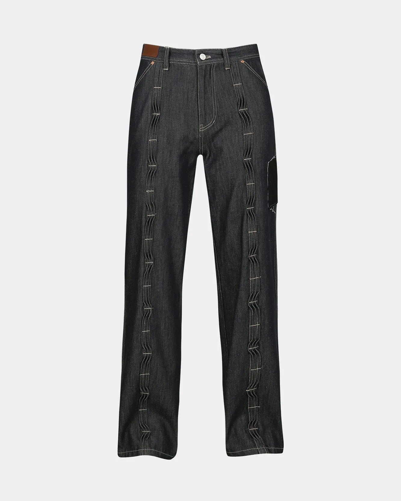 PATCHWORK WAVE TUCK WIDE LEG JEANS apa689m(INDIGO) sold by Andersson Bell product image thumbnail 2