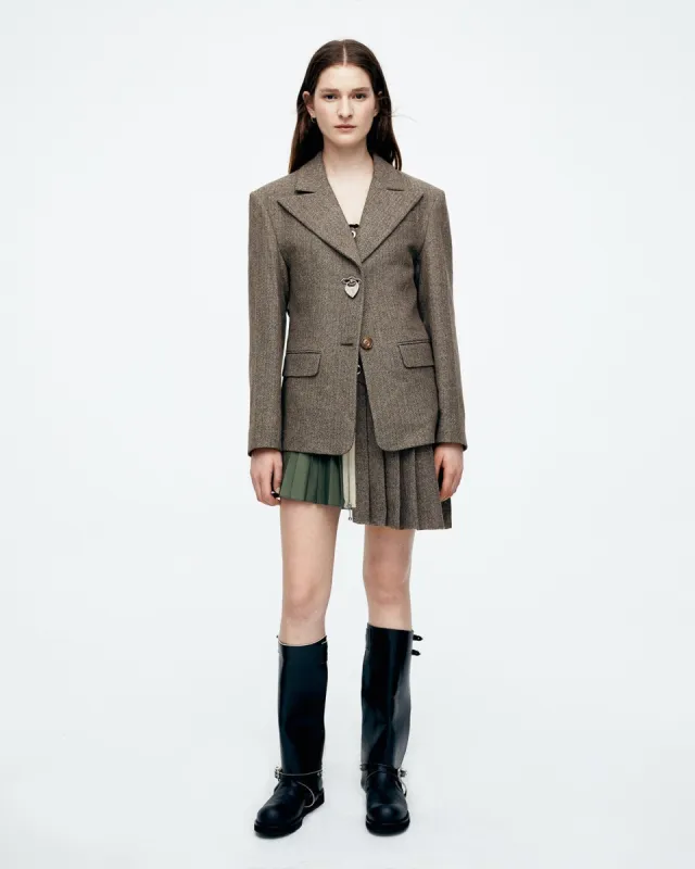 (WOMEN) HARUKO HERRINGBONE MA-1 JACKET awa612w(GREY) sold by Andersson Bell