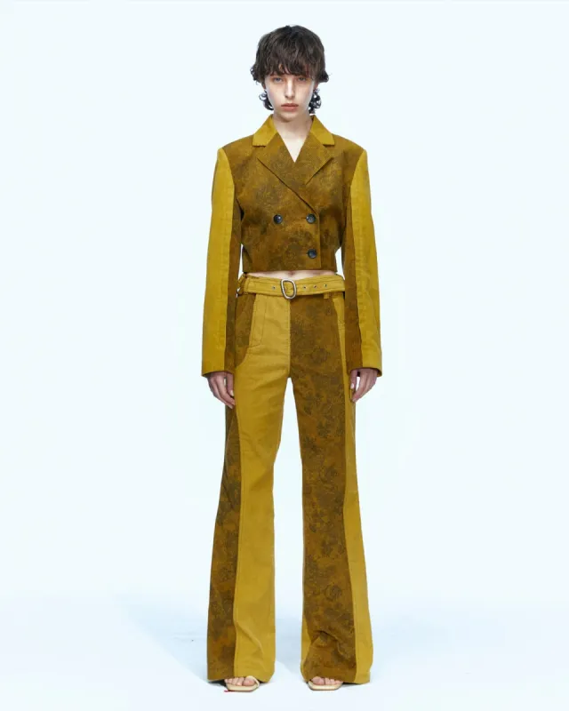 NESSY CUT OUT WAIST BELT SHORT JACKET awa453w(MUSTARD) made by Andersson Bell