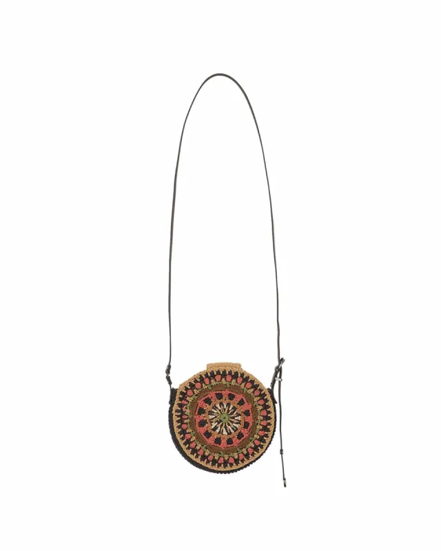UNISEX HAND CROCHET TAMBOURINE BAG aaa302u(NAVY/BEIGE) sold by Andersson Bell