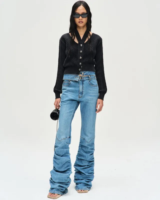 (WOMEN) NEW MARTINA WESTERN BOOTS WRINKLE JEANS apa667w(WASHED BLUE) sold by Andersson Bell