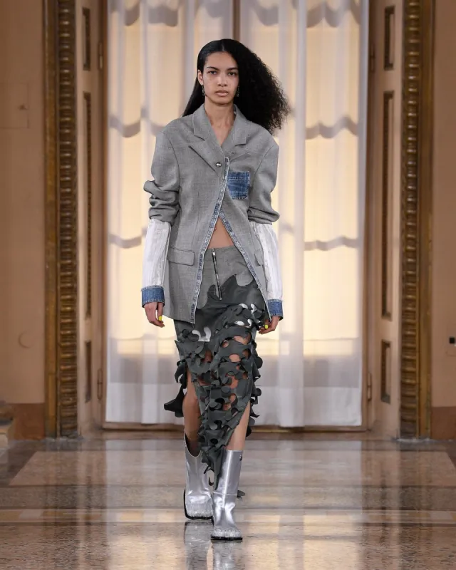 (WOMEN) LASER-CUTTING LONG SKIRT apa714w(KHAKI) sold by Andersson Bell