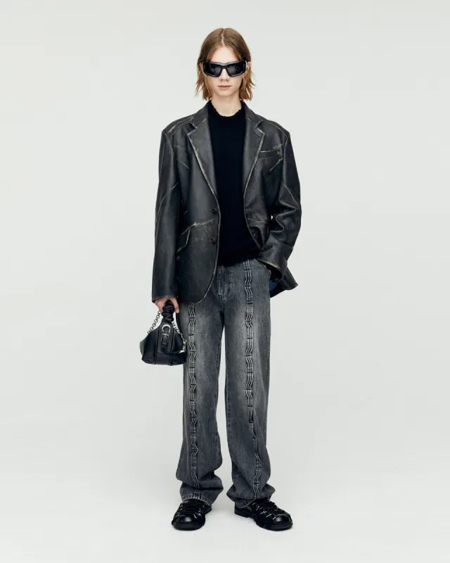 WAVE WIDE LEG JEANS apa682m(WASHED BLACK) sold by Andersson Bell