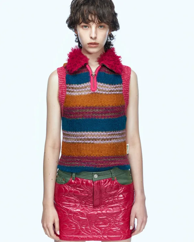 (WOMEN) ELIOT FLUFFY COLLAR KNIT VEST atb773w(PURPLE PINK) sold by Andersson Bell