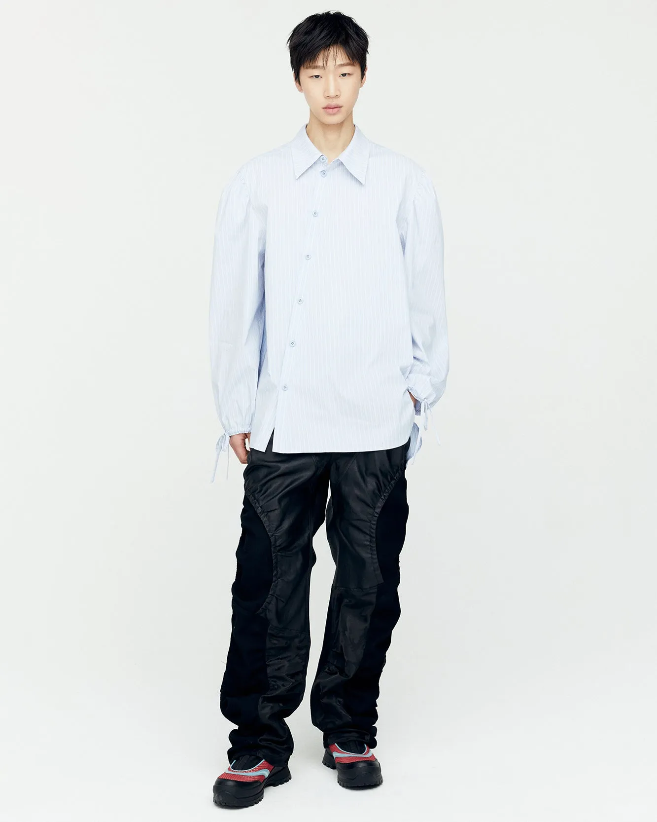 BOUQUET STRIPE ASYMMETRIC SHIRTS atb1140m(BLUE STRIPE) sold by Andersson Bell