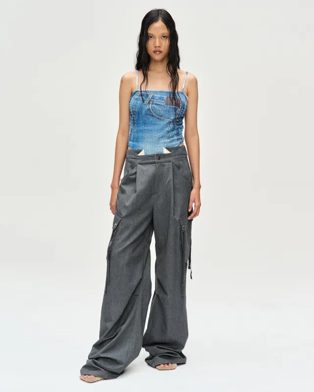 (WOMEN) TANYA RAW-CUT WIDE PANTS apa706w(GREY) made by Andersson Bell