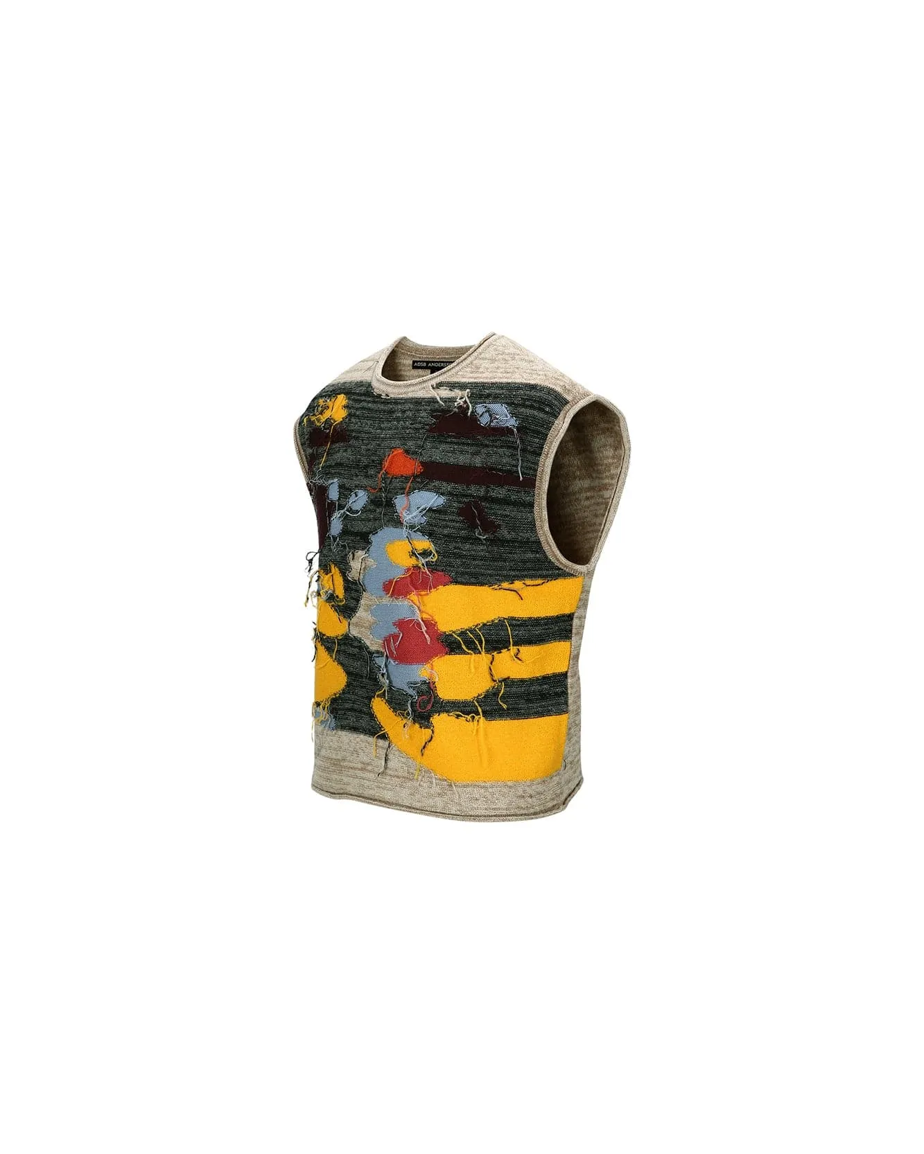 BLOTCH INTARSIA CREW-NECK VEST atb1013m(BEIGE) sold by Andersson Bell product image thumbnail 3