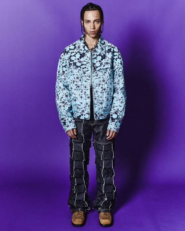 FABRIAN FLOWER ZIP-UP JACKET awa587m(SKY BLUE) made by Andersson Bell