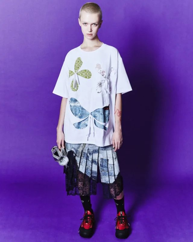 (WOMEN) KYRA BLOOMING FABRIC FLOWERS T-SHIRT atb1116w(WHITE) sold by Andersson Bell