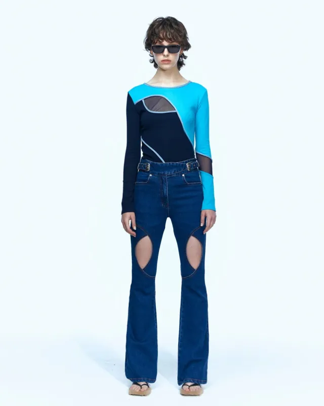 CARA CURVE LAYERED DENIM JEANS apa551w(BLUE) made by Andersson Bell