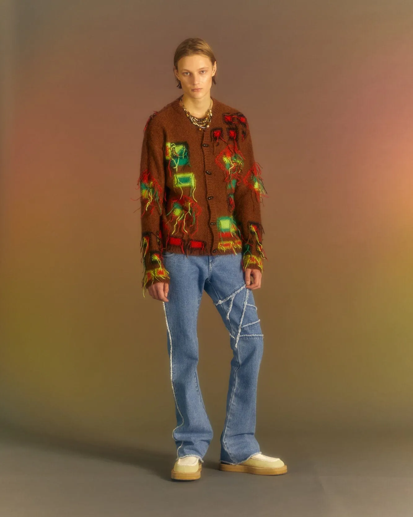 VILLAGE INTARSIA CARDIGAN atb1006m(BROWN) sold by Andersson Bell product image thumbnail 5