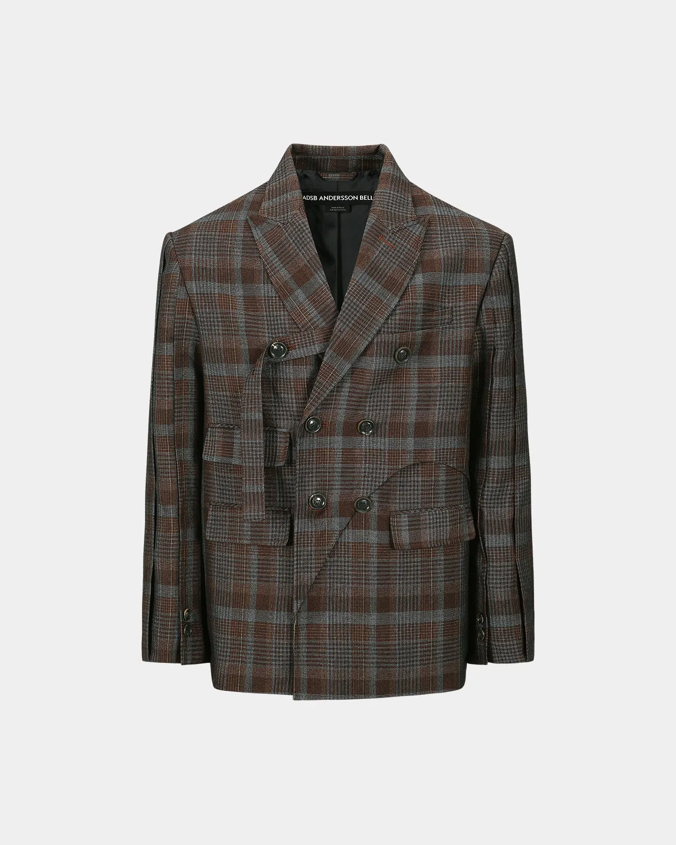 SOE CHECK WRAP DOUBLE BREASTED JACKET awa628m(BROWN) sold by Andersson Bell product image thumbnail 2