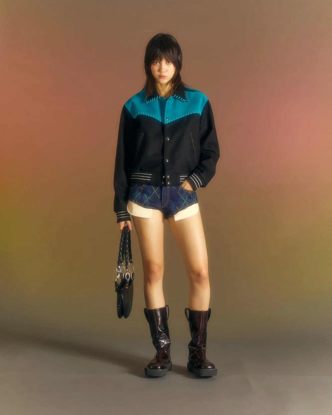 (WOMEN) NEW MARGO WESTERN VARSITY JACKET awa550w(TEAL BLUE) sold by Andersson Bell product image thumbnail 4