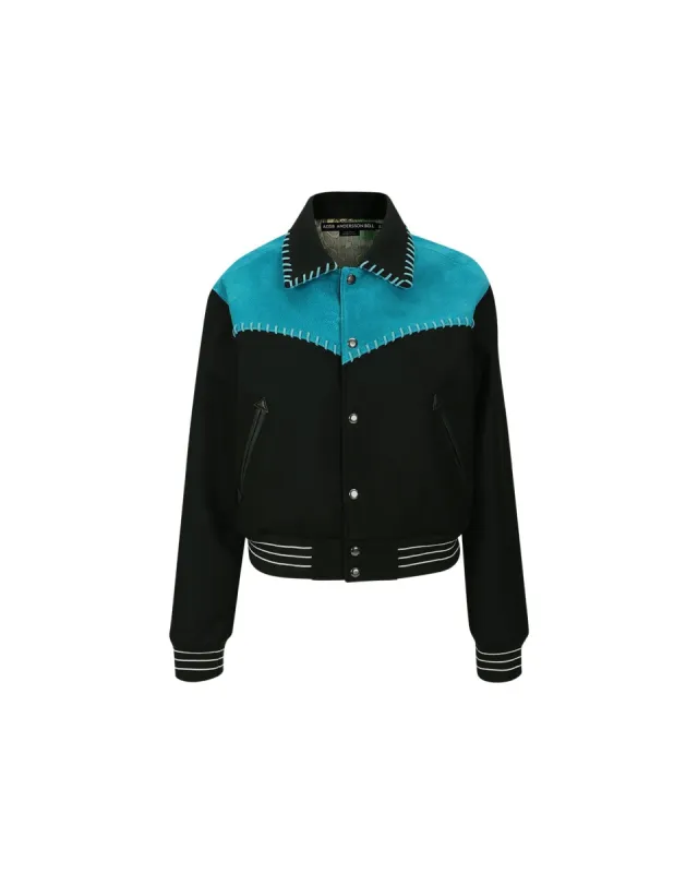 (WOMEN) NEW MARGO WESTERN VARSITY JACKET awa550w(TEAL BLUE) made by Andersson Bell