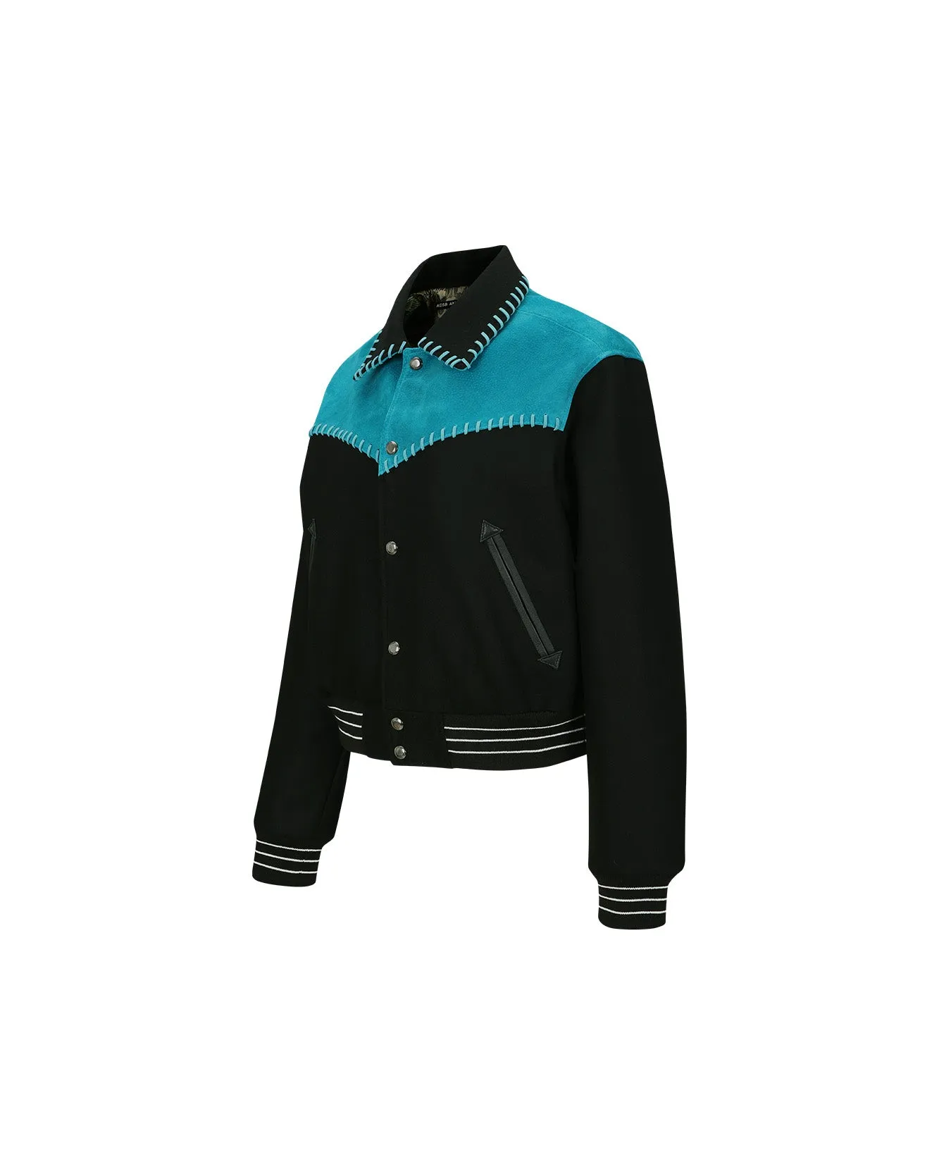 (WOMEN) NEW MARGO WESTERN VARSITY JACKET awa550w(TEAL BLUE) sold by Andersson Bell product image thumbnail 2