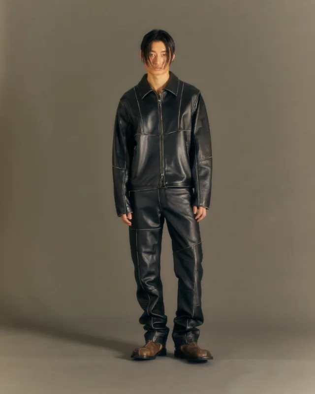 UNISEX DRESZEN LEATHER ZIP-UP JACKET awa571u(BLACK) sold by Andersson Bell