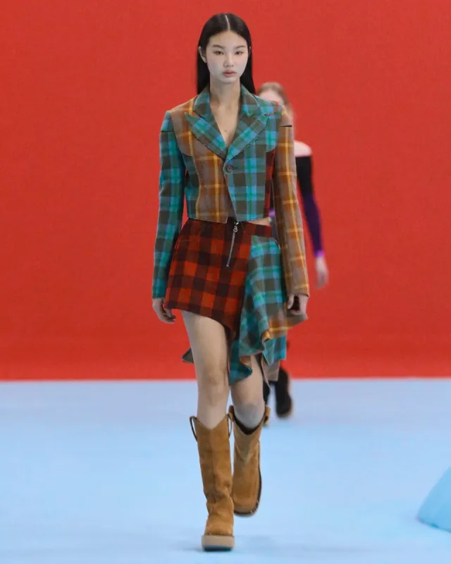 (WOMEN) MYSTICA CHECK ASYMMETRIC FRILL SKIRTS apa571w(MULTI) made by Andersson Bell