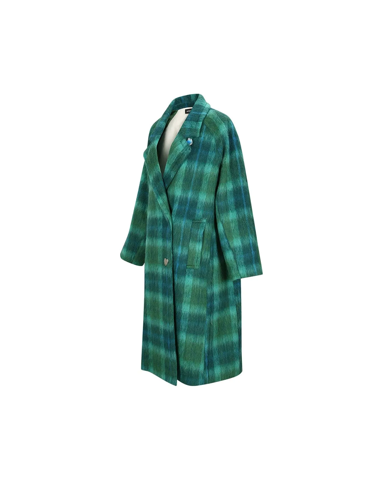 (WOMEN) CARIN CHECK RAGLAN COAT awa543w(GREEN/BLUE) sold by Andersson Bell product image thumbnail 3