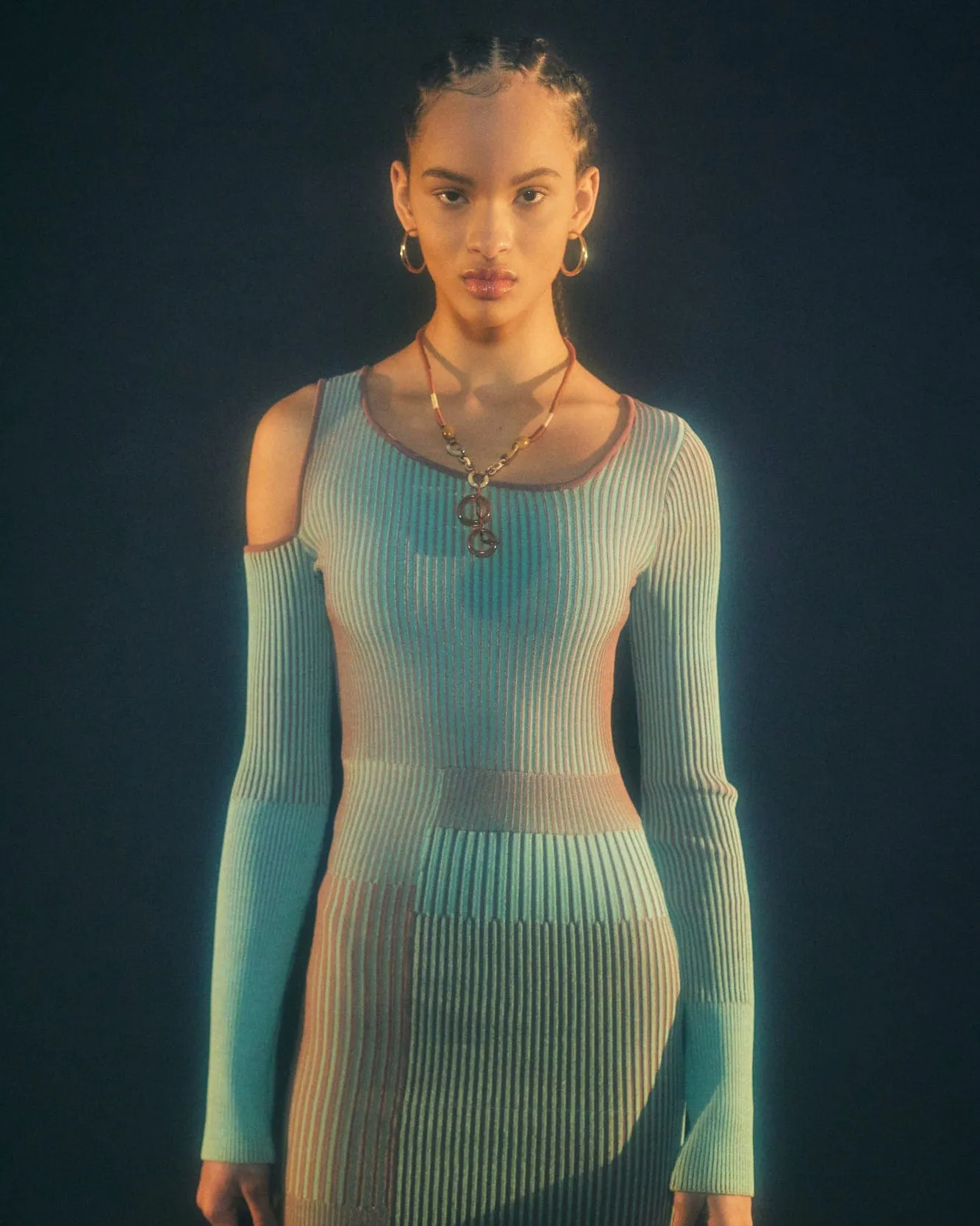 (WOMEN) ELLISON PANELED KNIT DRESS atb764w(JADE/BROWN) sold by Andersson Bell product image thumbnail 5