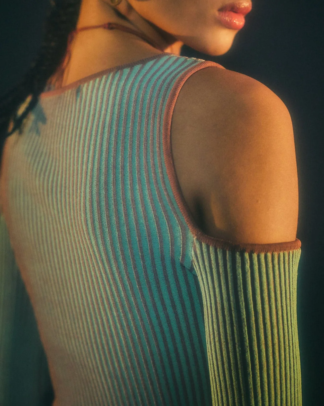 (WOMEN) ELLISON PANELED KNIT DRESS atb764w(JADE/BROWN) sold by Andersson Bell product image thumbnail 4