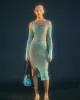 (WOMEN) ELLISON PANELED KNIT DRESS atb764w(JADE/BROWN) sold by Andersson Bell