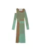 (WOMEN) ELLISON PANELED KNIT DRESS atb764w(JADE/BROWN) sold by Andersson Bell
