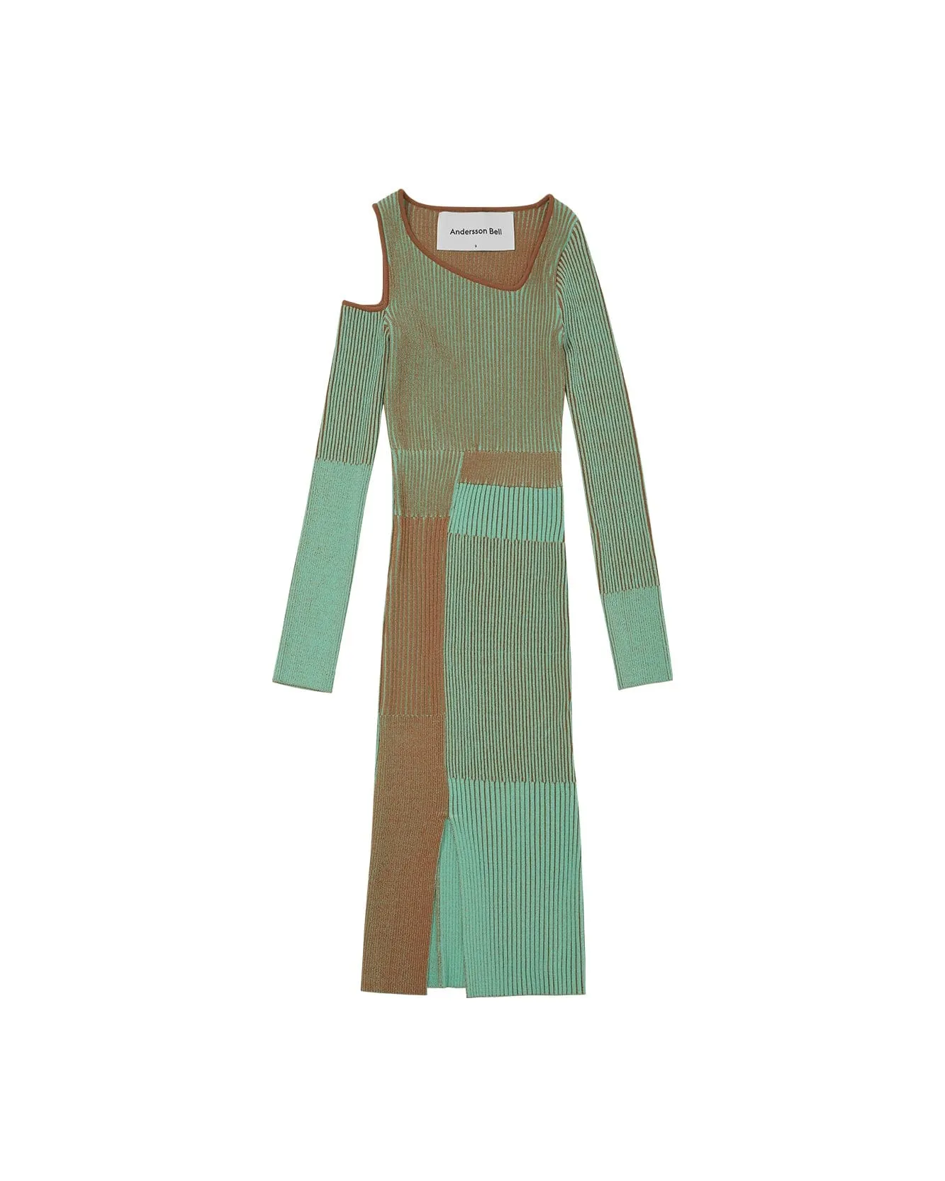 (WOMEN) ELLISON PANELED KNIT DRESS atb764w(JADE/BROWN) sold by Andersson Bell product image thumbnail 2