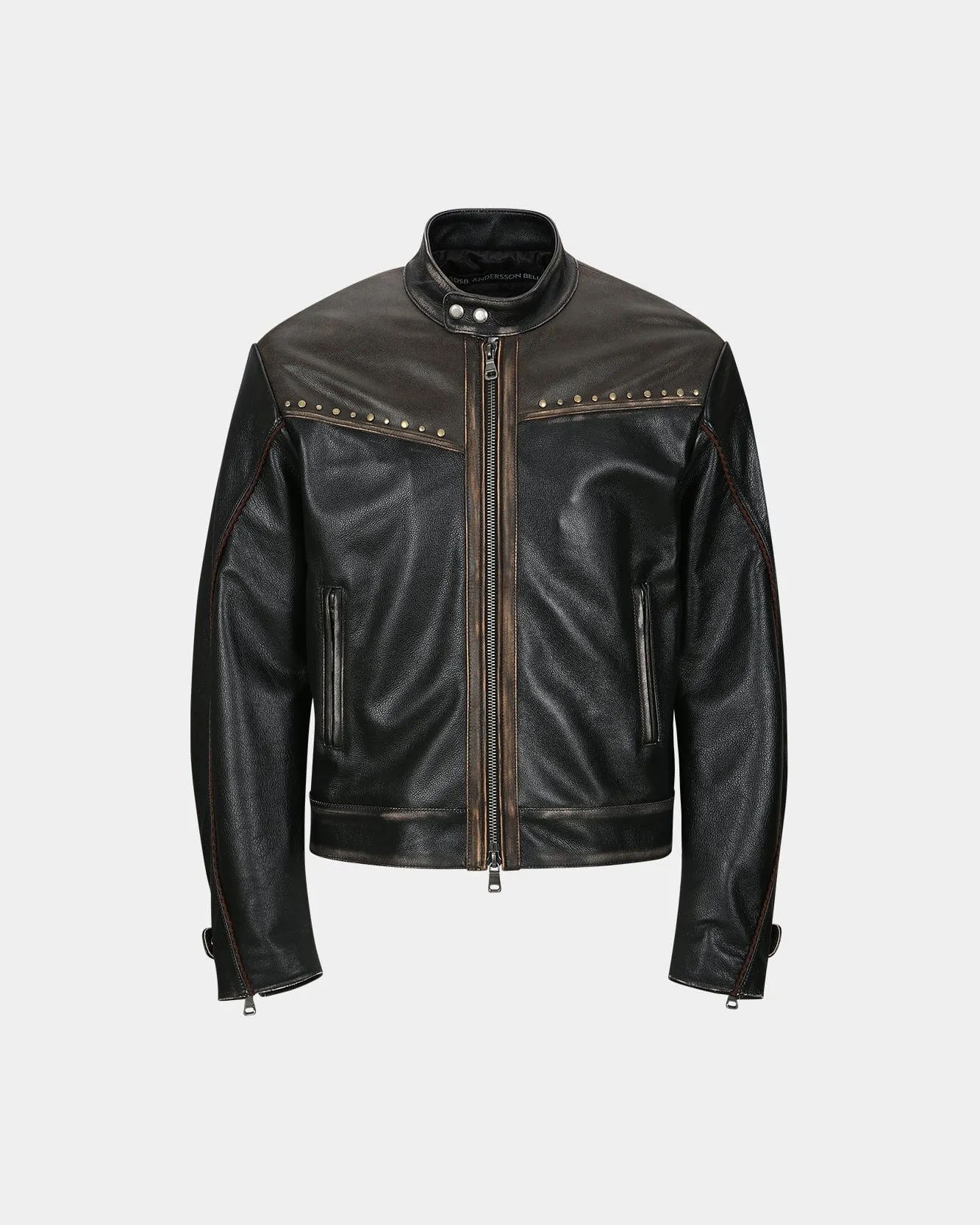 VINTAGE LEATHER BIKER JACKET awa582m(BLACK) sold by Andersson Bell