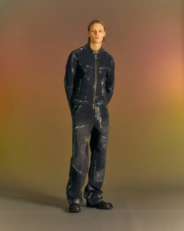 WAX COATED DENIM MOTORCYCLE JACKET awa560m(BLACK) sold by Andersson Bell