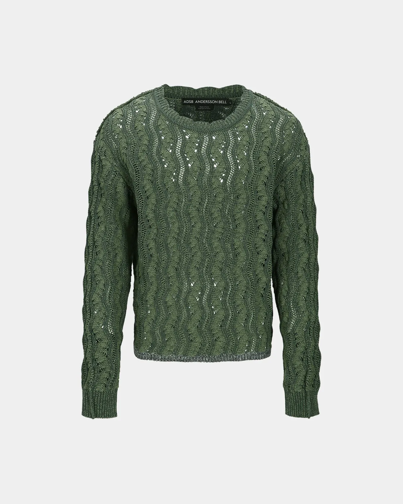 TWO TONE WAVE CREW-NECK SWEATER atb1160m(KHAKI) sold by Andersson Bell product image thumbnail 2