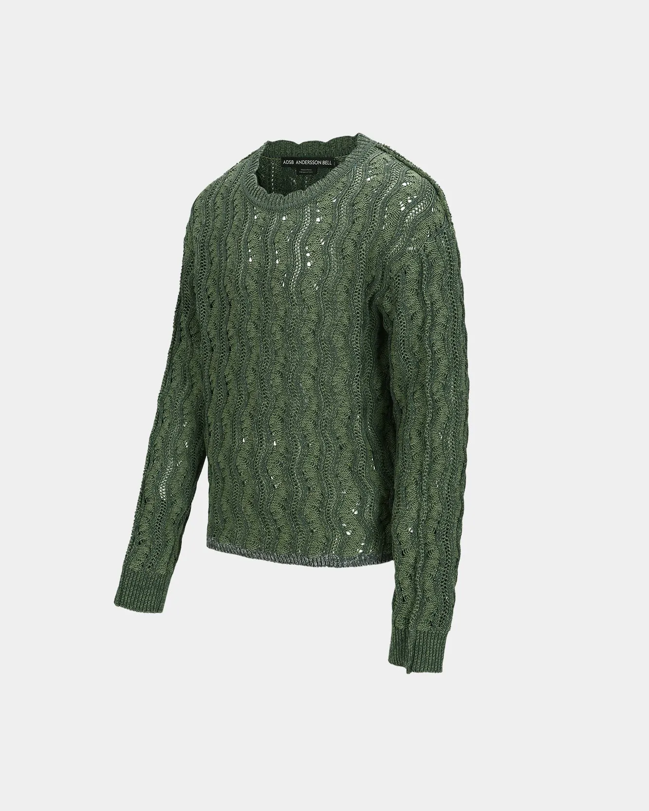 TWO TONE WAVE CREW-NECK SWEATER atb1160m(KHAKI) sold by Andersson Bell product image thumbnail 3