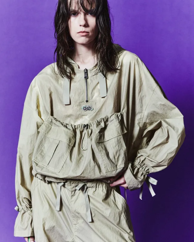 (WOMEN) ARINA LACE-UP ANORAK SHIRTS atb1089w(YELLOW BEIGE) sold by Andersson Bell