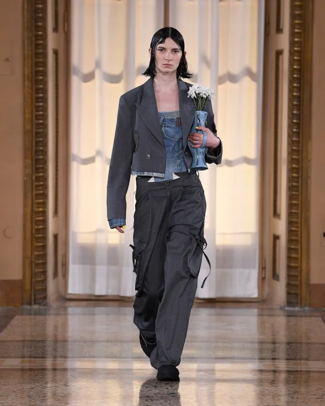 (WOMEN) VALENTINA CUT-OUT SHORT BLAZER awa606w(GREY) made by Andersson Bell