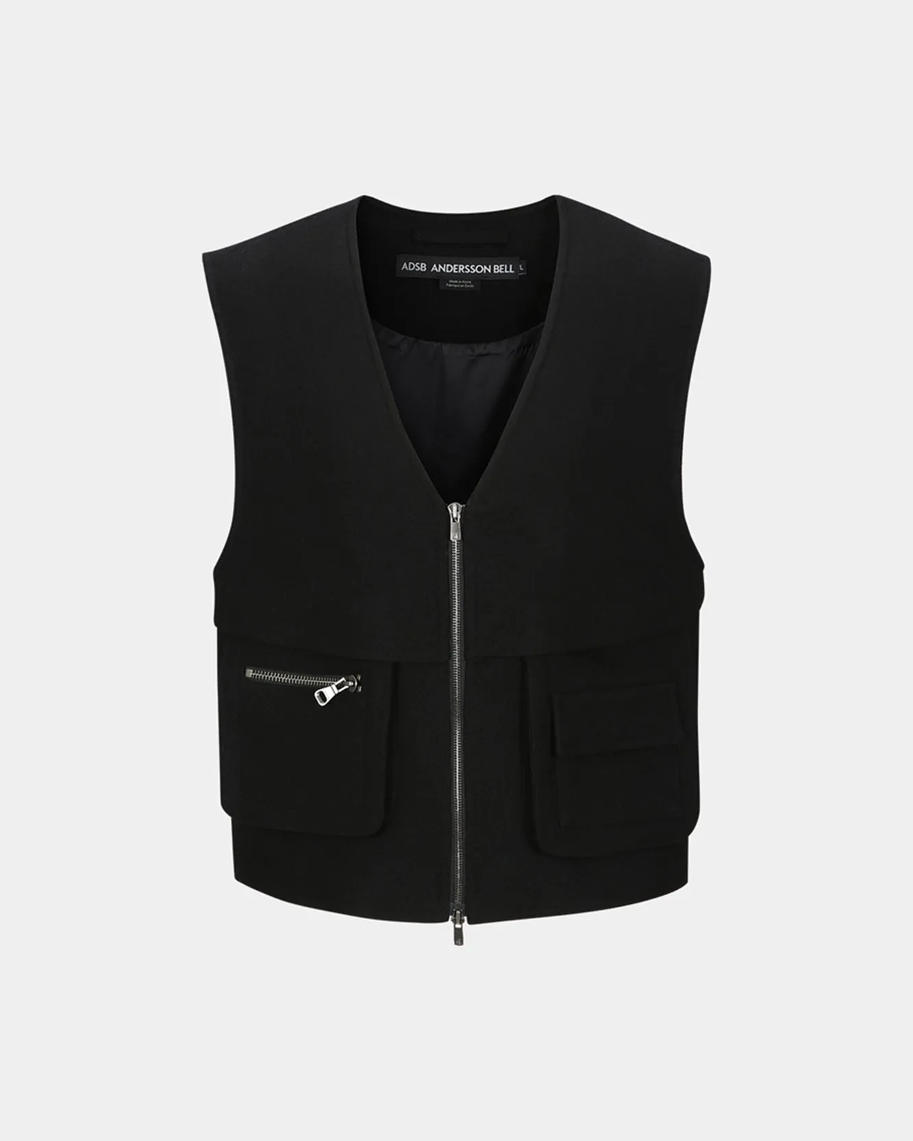 WOOL V-NECK ZIP-UP VEST atb1047m(BLACK) sold by Andersson Bell product image thumbnail 2