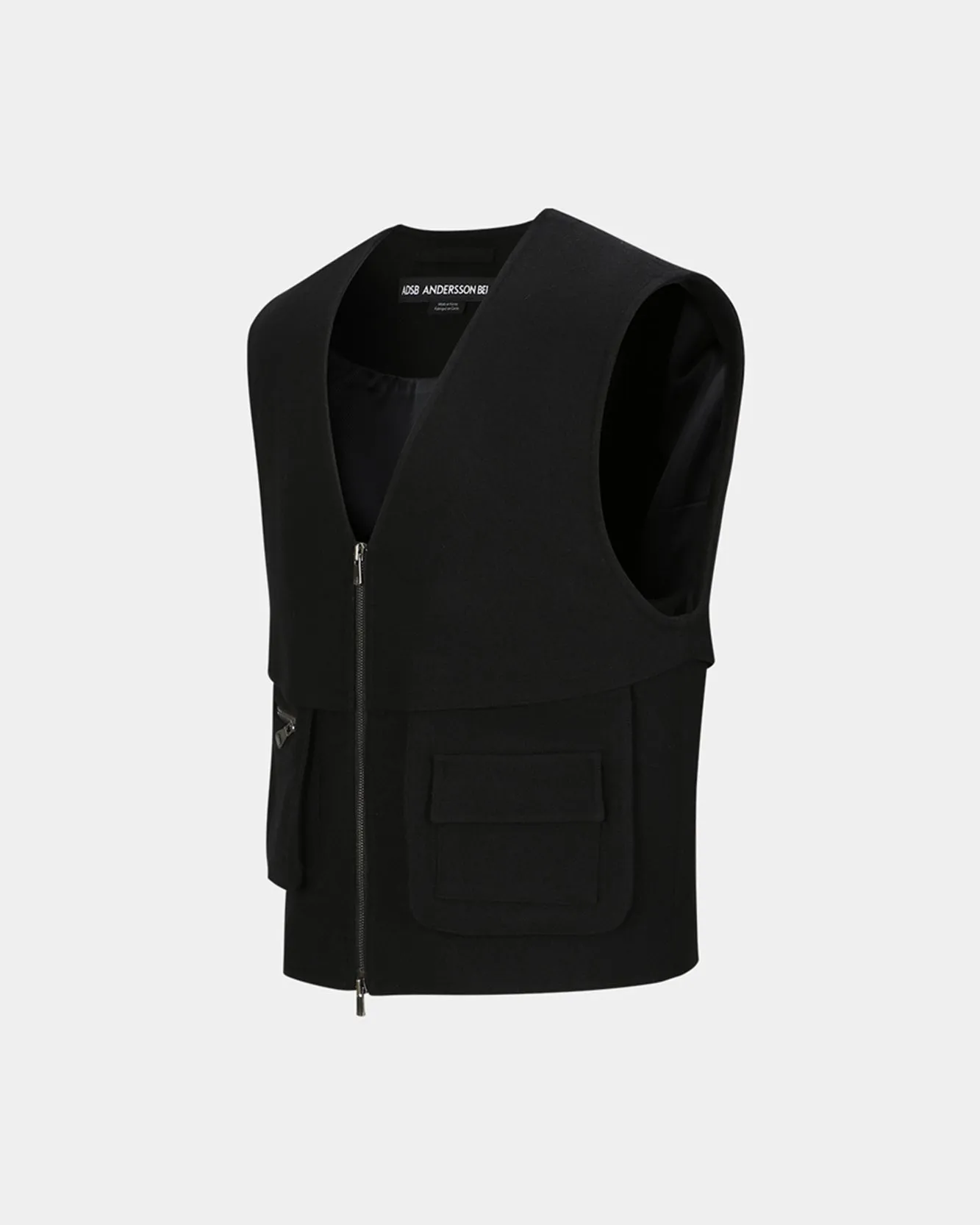 WOOL V-NECK ZIP-UP VEST atb1047m(BLACK) sold by Andersson Bell product image thumbnail 3