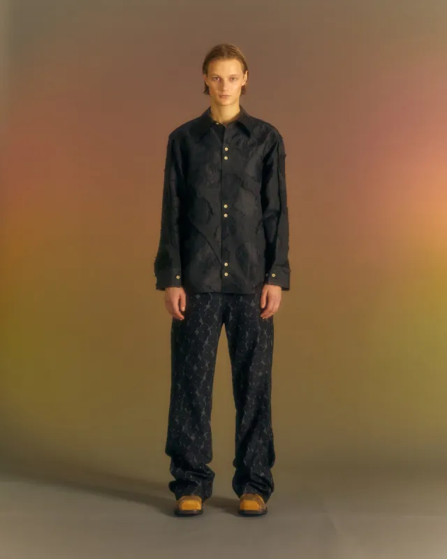 FLOWER EMBROIDERY SHIRTS atb1026m(BLACK) sold by Andersson Bell