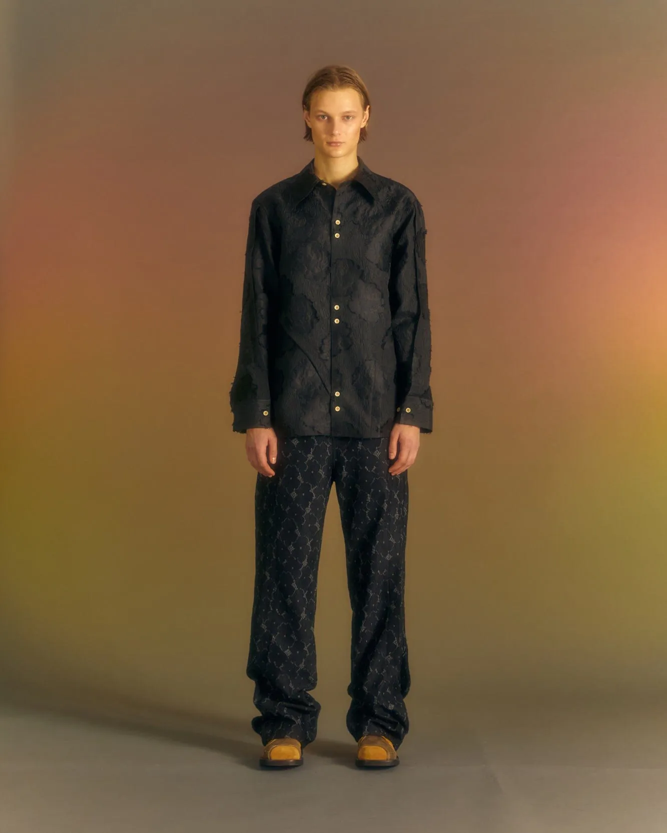 FLOWER EMBROIDERY SHIRTS atb1026m(BLACK) sold by Andersson Bell
