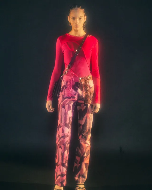 (WOMEN) PATCH-EFFECT CORSET PANTS apa552w(PINK) made by Andersson Bell