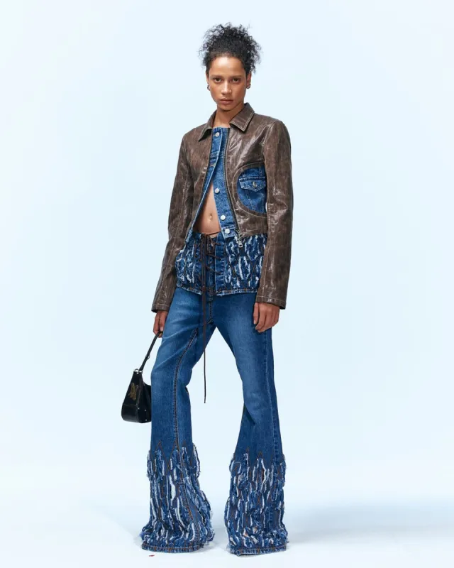 DESTROYED BUSTIER DENIM JEANS apa642w(BLUE) sold by Andersson Bell