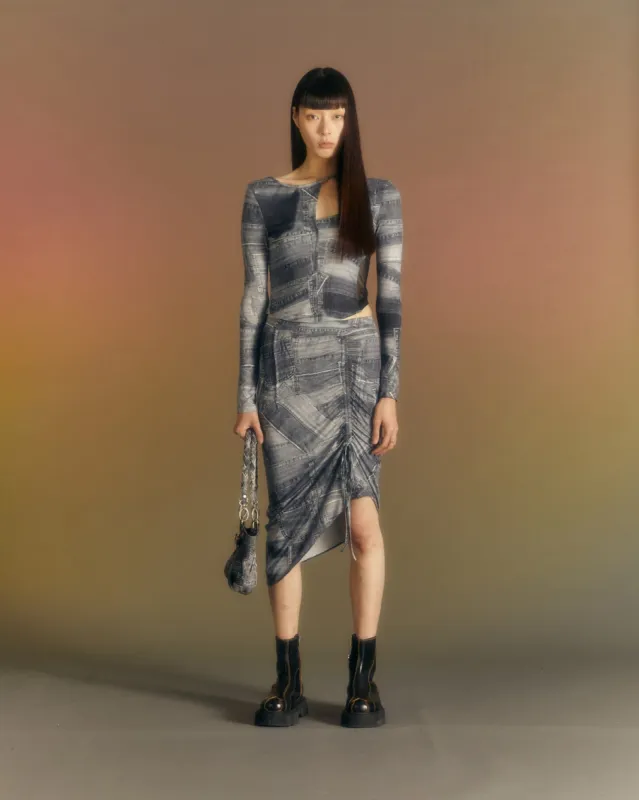 (WOMEN) ANJA PATCH PRINT SKIRT apa652w(BLACK) sold by Andersson Bell