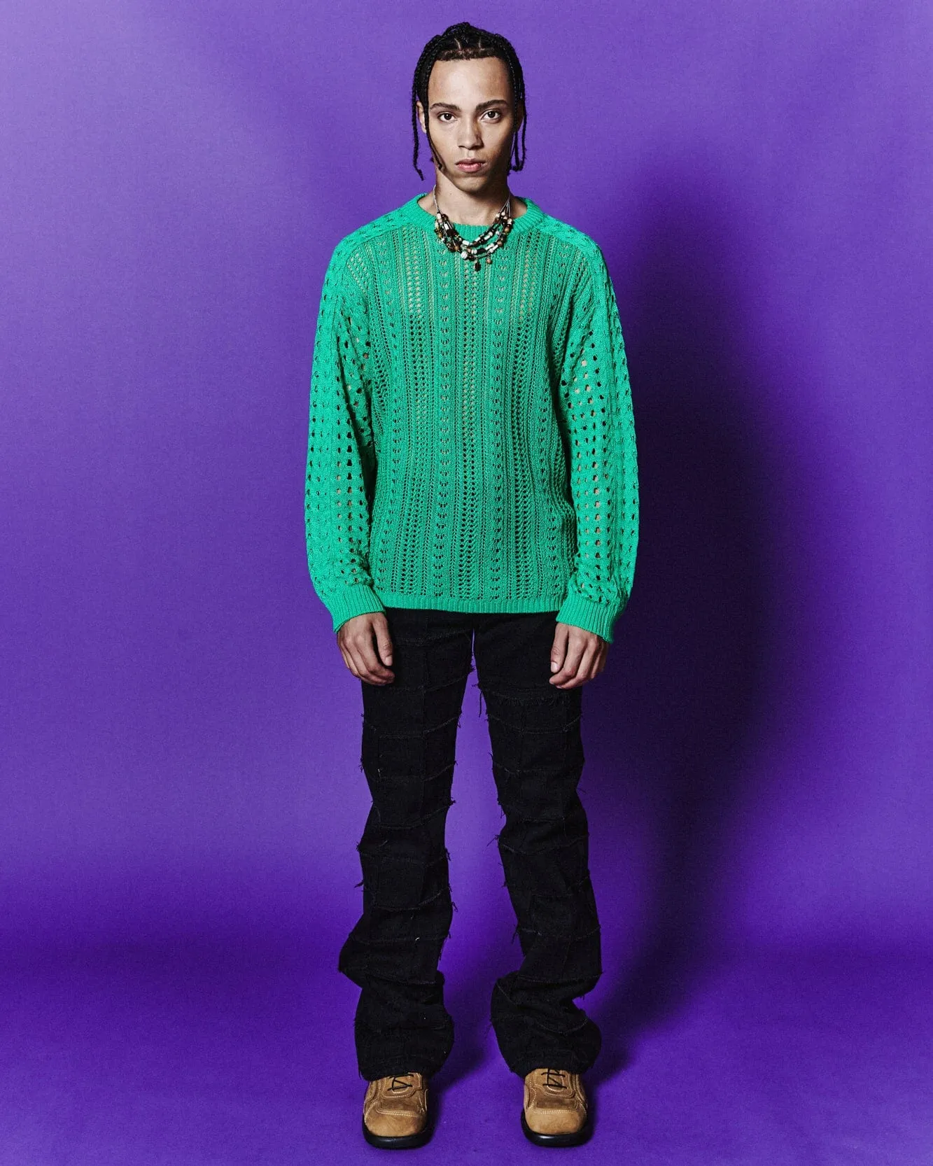RODRI CREW-NECK SWEATER atb1071m(GREEN) sold by Andersson Bell product image thumbnail 4