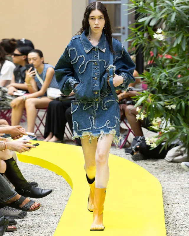 (WOMEN) MIOKO WAVE DENIM JACKET awa611w(DENIM BLUE) made by Andersson Bell