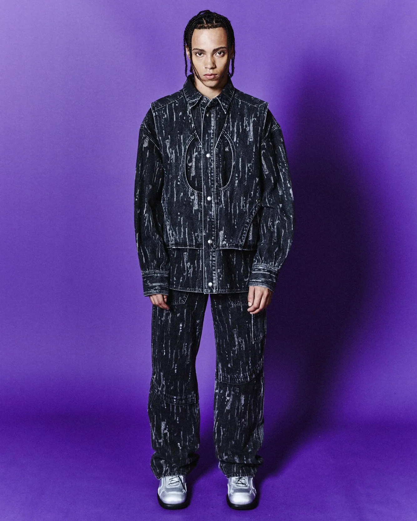 LAYERED DENIM JACKET awa580m(BLACK) sold by Andersson Bell