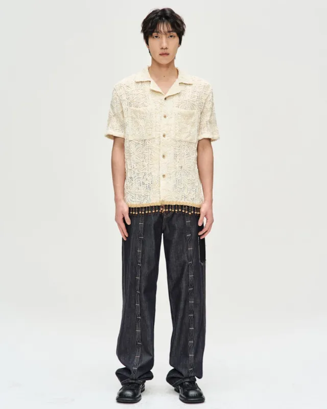 FLOWER JACQUARD SHIRTS atb1048m(ECRU) sold by Andersson Bell