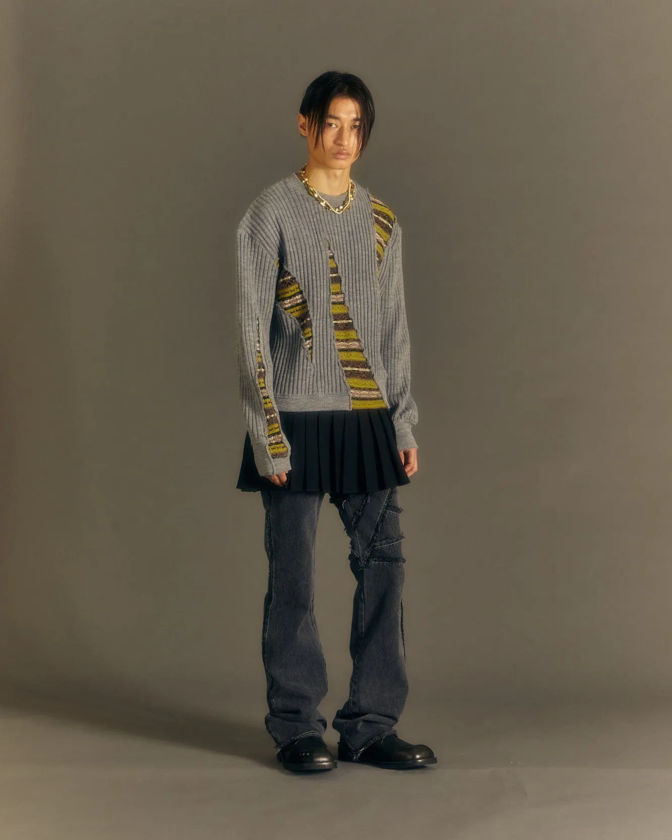 NORDIC CREW-NECK SWEATER atb1031m(GREY) sold by Andersson Bell