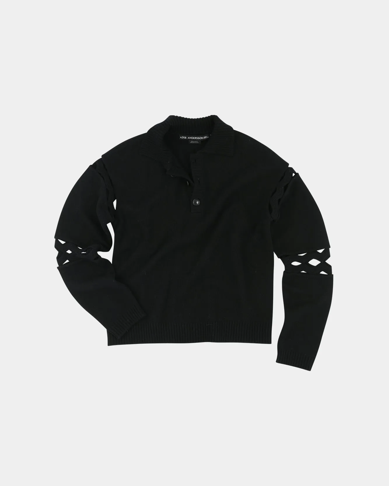 CUT OUT POLO SWEATER atb1158m(BLACK) sold by Andersson Bell product image thumbnail 2